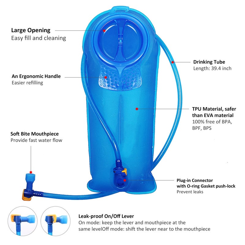 Unigear Hydration Pack Backpack with 70 oz 2L Water Bladder for Running, Hiking, Cycling, Climbing, Camping, Biking (Blue) - Image 4